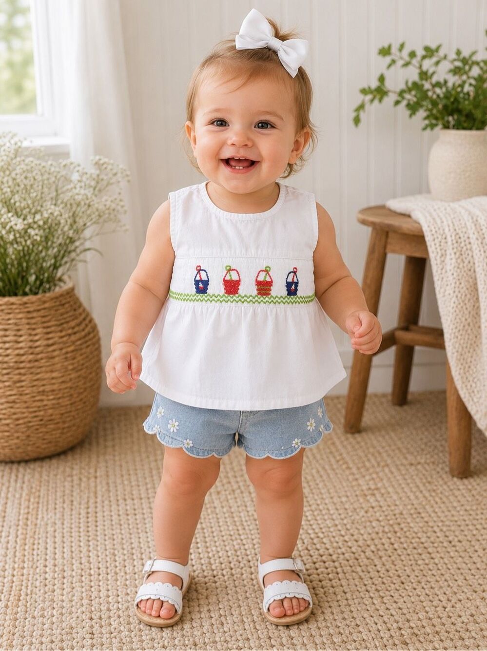 Silly Goose Handsmocked Beach Top 18 Months